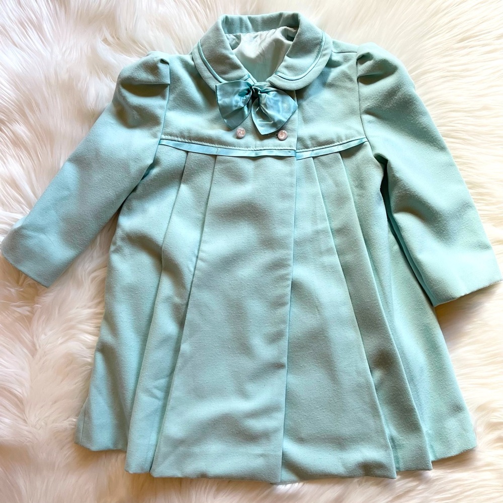 VTG Light Blue Ellerie Fashions Little Girls Dress Coat, Made In The USA, Size 4